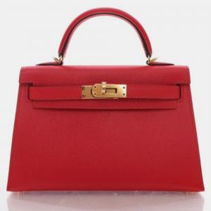 Hermes Rouge Tomate Epsom Mini Kelly Handbag