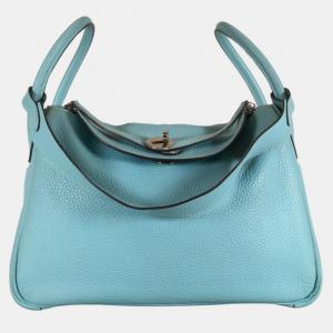 Hermes Blue Atoll Clemence Lindy 30 Handbag