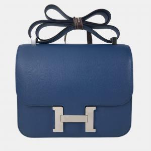 Hermes Blue Agate / Gris Mouette Epsom Constance 24 Bag