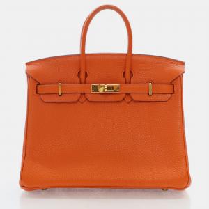 Hermes Orange Togo GHW Birkin 25 Handbag