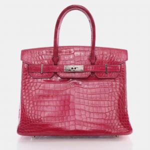 Hermes Rose Tyrien Crocodile Birkin 30 Handbag
