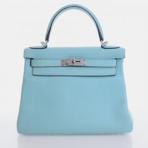 Hermes Bleu Atoll Togo Kelly 28 Handbag