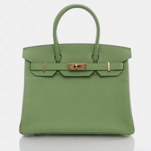 Hermes Vert Criquet Epsom Birkin 30 Handbag