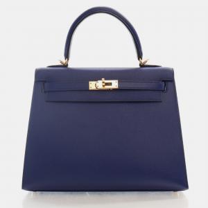 Hermes Bleu Saphir Epsom Kelly 25 Handbag