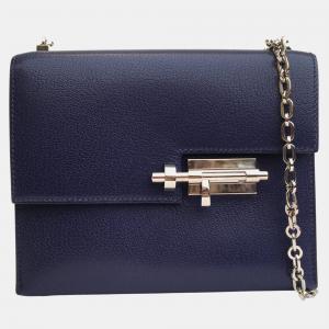 Hermes Bleu Saphir Chevre Mysore Verrou Mini Bag