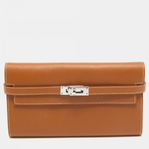 Hermes Gold Epsom Leather Kelly Longue Wallet