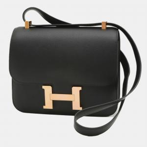 Hermes Black Rose Epson Constance 3 24 Shoulder Bag
