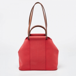 Hermes Rose Candy Toile Canvas Cabag Elan Tote