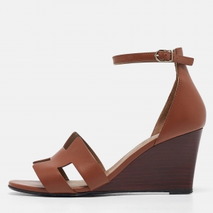 Hermes Brown Leather Legend Sandals Size 38
