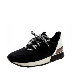 Hermes Monochrome Mesh And Leather Miles Platform Sneakers Size 37
