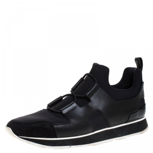 Hermes Black Fabric and Leather Player Sneakers Size 41