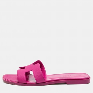 Hermès Pink Leather Oran Sandals Size 37.5