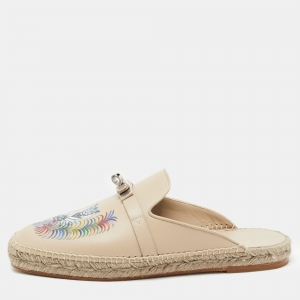 Hermes Beige Leather Feria Espadrille Size 38