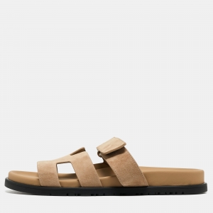 Hermes Brown Suede Chypre Sandals Size 40