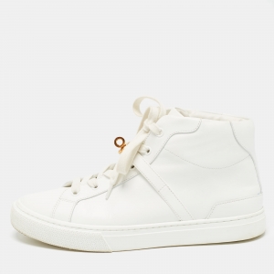 Hermes White Leather Daydream High Top Sneakers Size 39