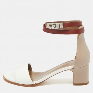 Hermes Two Tone Leather Manege Ankle Strap Sandals Size 37