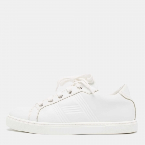 Hermes White Leather Quicker Sneakers Size 36