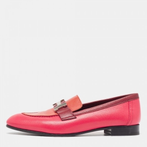 Pre Owned Hermes Tricolor Leather Paris Loafers Size 35