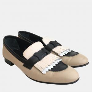 Hermes Multicolore Beige Calfskin Royal Loafers 38