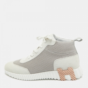 Hermes Grey Suede and Mesh Hip-Hop Sneakers Size 38