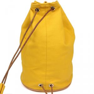 Hermes Yellow Canvas Sac Polochon Drawstring Backpack
