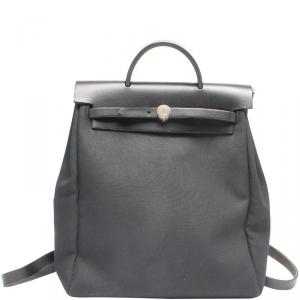 Hermes Black Canvas and Leather 2-in-1 Herbag Backpack