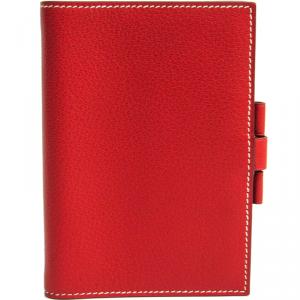 Pre Owned Hermes Red Chevre Mysore Leather Planner Cover 