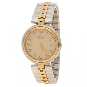 Hermes Cream Gold-Plated Stainless Steel Clipper Women's Wristwatch 33 mm