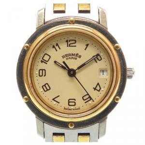 Hermes Gold and Stainless Steel Clipper Quartz Cl 3.240 Analog Women's Wristwatch 24MM