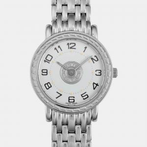 Hermes White Stainless Steel Serie Quartz Women's Wristwatch 24 mm