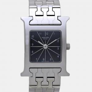 Hermes Black Stainless Steel H Collection Quartz Women's Wristwatch 21 mm