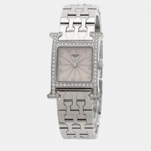 Hermes Ivory Stainless Steel Heure H HH1.230 Quartz Women's Wristwatch 21 mm