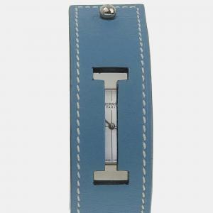 Hermes White Leather and Stainless Steel Cherche Midi Quartz Women's Wristwatch 22 mm