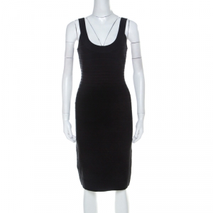 Herve Leger Black Sleeveless Lulu Bandage Dress S