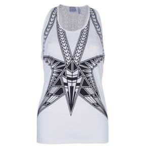 Herve Leger Inna White Print Racerback Tank Top S