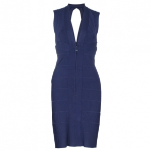 Herve Leger Purple Cut-Out Back Detail Bandage Dress S