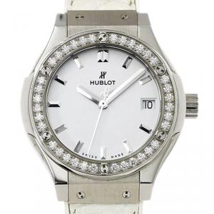 Hublot White Titanium Diamond Classic Fusion Women's Wristwatch 32MM