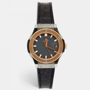 Hublot Black 18K Rose Gold Titanium Rubber Classic Fusion 581.NO.1181.RX Women's Wristwatch 33 mm