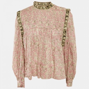 Isabel Marant Etoile Lilac Floral Print Cotton Voile Blouse S