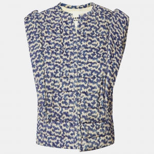 Pre Owned Isabel Marant Etoile Blue Printed Cotton Aziela Quilted Vest S