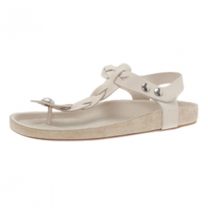 Pre Owned Isabel Marant Cream Braided Leather Brook Sandals Size 40