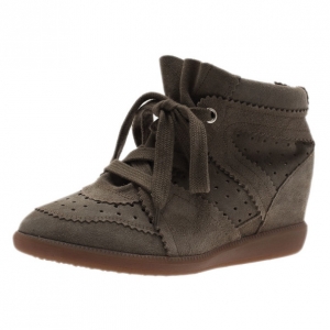 Pre Owned Isabel Marant Brown Perforated Suede Etoile Wedge Sneakers Size 39