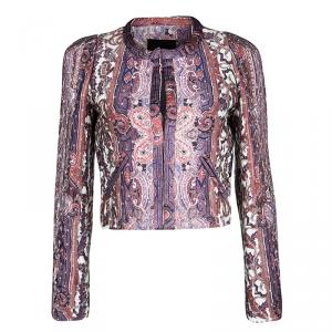 Isabel Marant Glenn Printed Silk Satin Quilted Cropped Jacket S