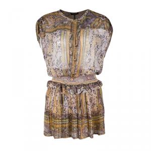 Pre Owned Isabel Marant Paisley Print Smocked Silk Gauze Viola Dress S