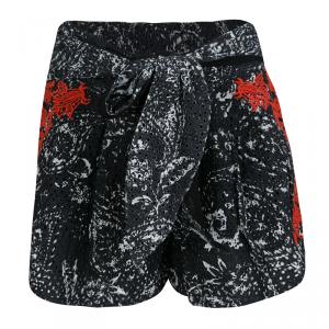 Isabel Marant Black and Red Eyelet Embroidered Cotton Nash Shorts  S