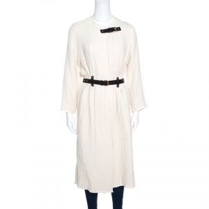 Isabel Marant Cream Cotton Glasco Structured Quilted Long Coat S
