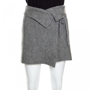 Isabel Marant Etoile Grey Wool Faux Wrap Lyneth Mini Skirt M