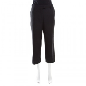 Isabel Marant Black Wool Cropped Straight Fit Formal Trousers L
