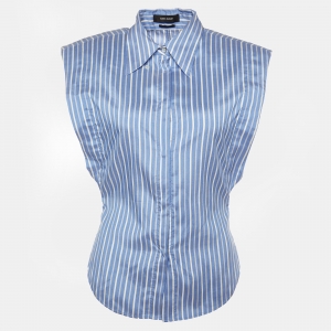 Isabel Marant Blue Striped Silk Enza Sleeveless Shirt S