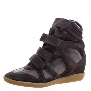 Isabel Marant Grey Suede Bekett Wedge Sneakers Size 39